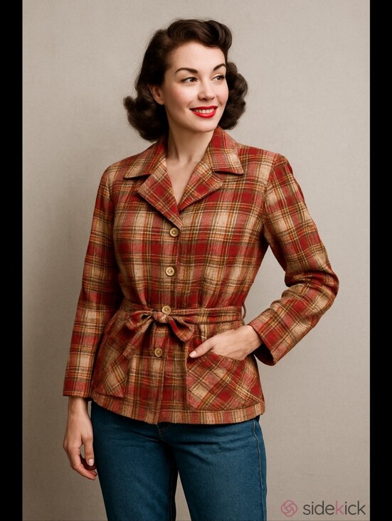 Pendleton Jackets & Blazers - 50's Pendleton Red Plaid Belted Wool Blazer